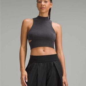 Lululemon Ribbed Softstreme Mockneck Cropped Tank Top in Black